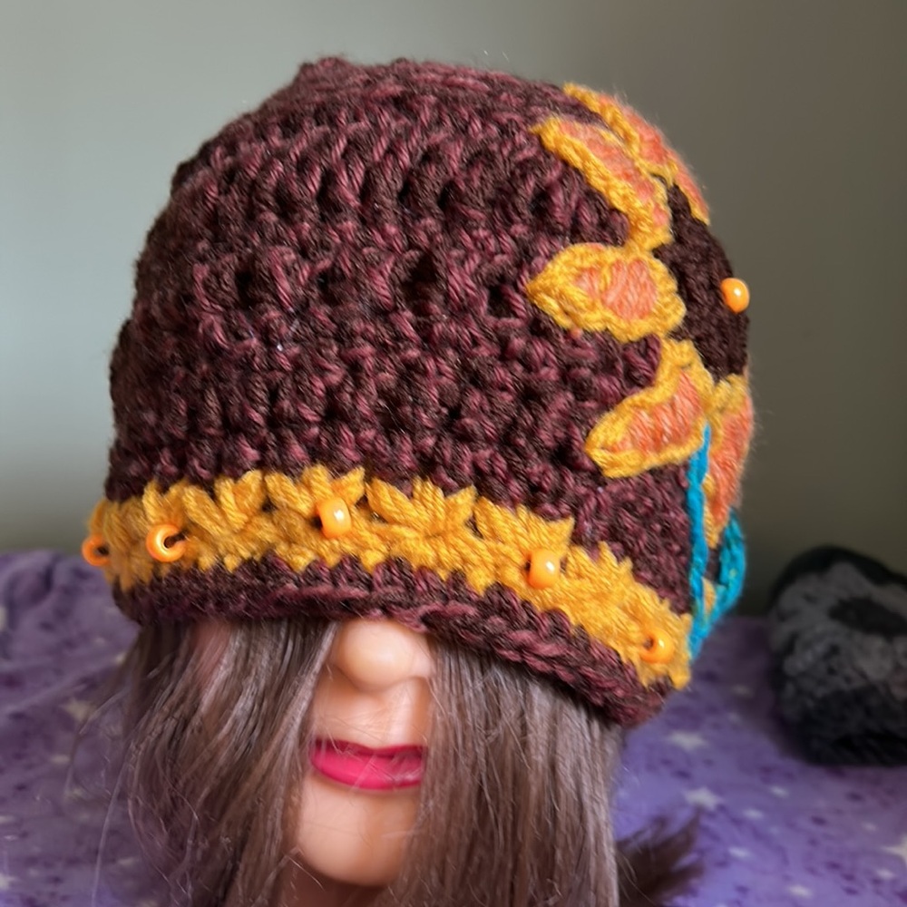 Crochet beanie medium wool yarn new - Picture 3 of 6